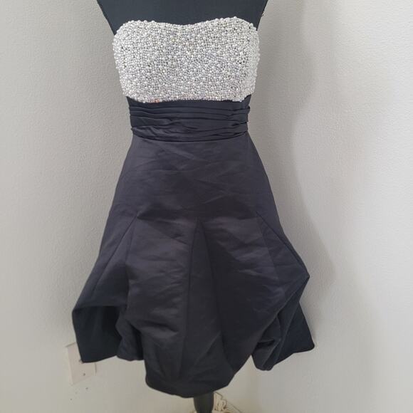 BG Haute Strapless Pearl Beaded Sequin Short Dress Cocktail Holiday‎ Party Sz 4 - Picture 1 of 16